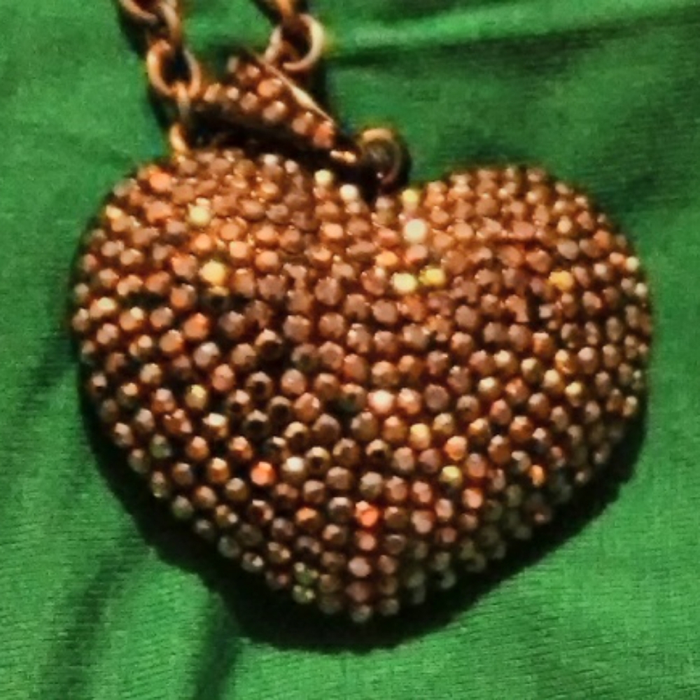 New, Black Sparkle Heart Necklace